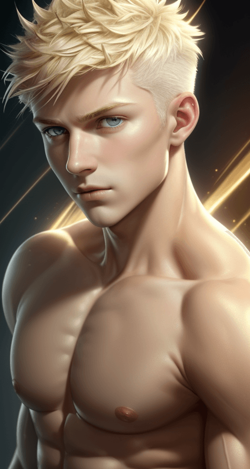 AI generated: Stable Diffusion prompt: Masterpiece, boy, white spiked short hair, wheat-colored skin, muscles, smo...