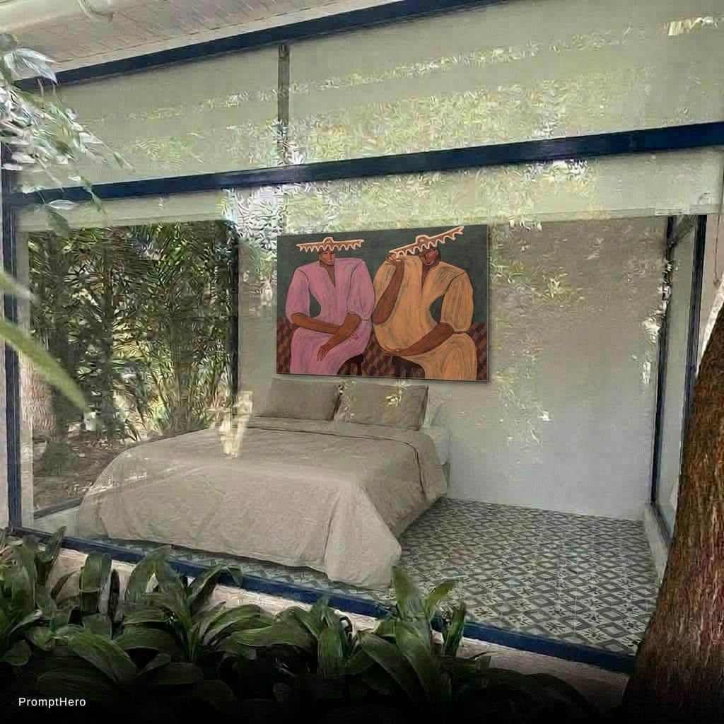 AI generated: Add this poster above the bed.