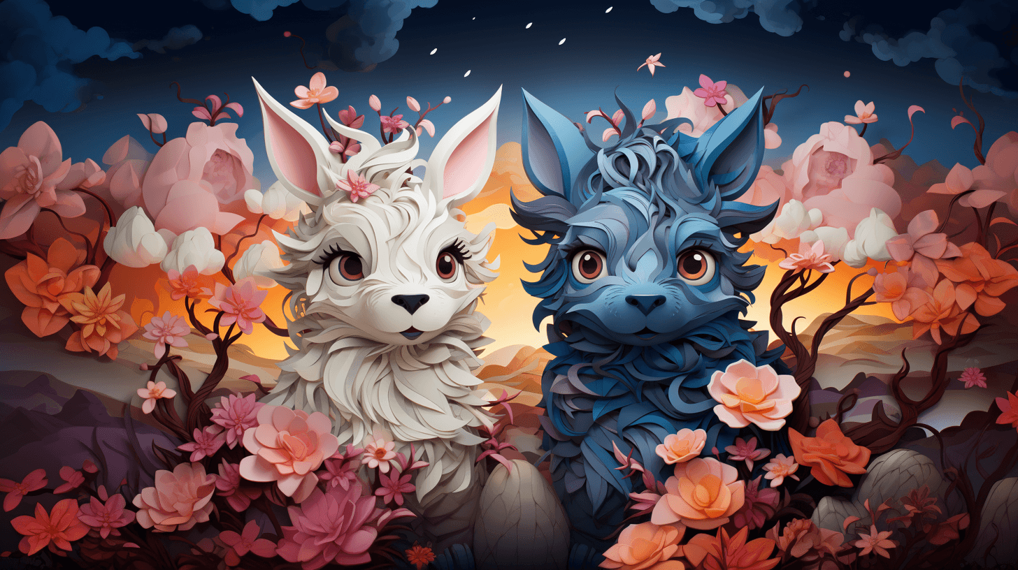 AI generated: Create a whimsical illustration depicting a FRIENDLY BLUE DRAGON, and a HAPPY YELLOW LLAMA exploring...