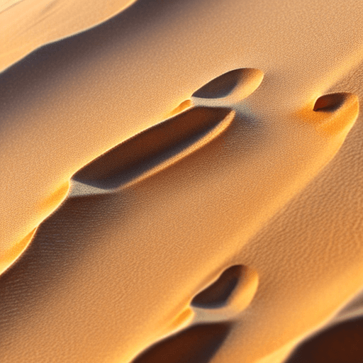 AI generated: Close up of a barren desert landscape - showing grains of sand in the foreground.  Style should be h...