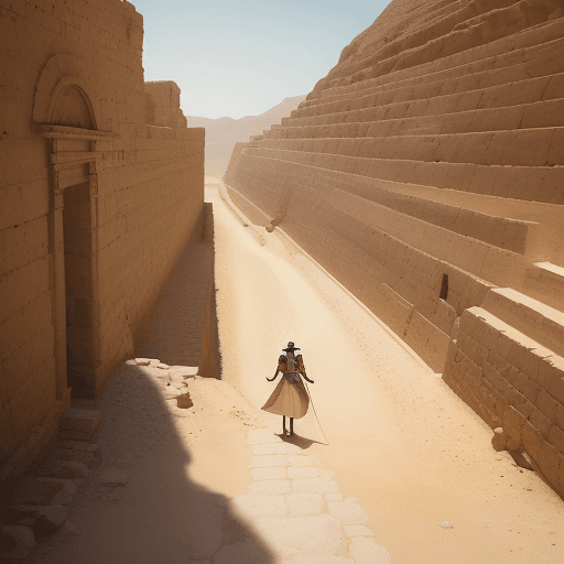 AI generated: Una escena hiperrealista del faraón Del antiguo Egipto caminando por Alto y el Bajo Egipto. finament...