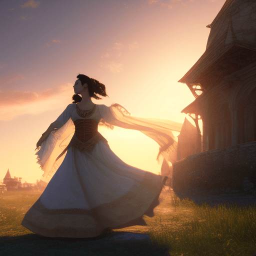 AI generated: Ultra high resolution photography of a medieval, gypsy, dancer, woman, dramatic light, pale sunrise,...