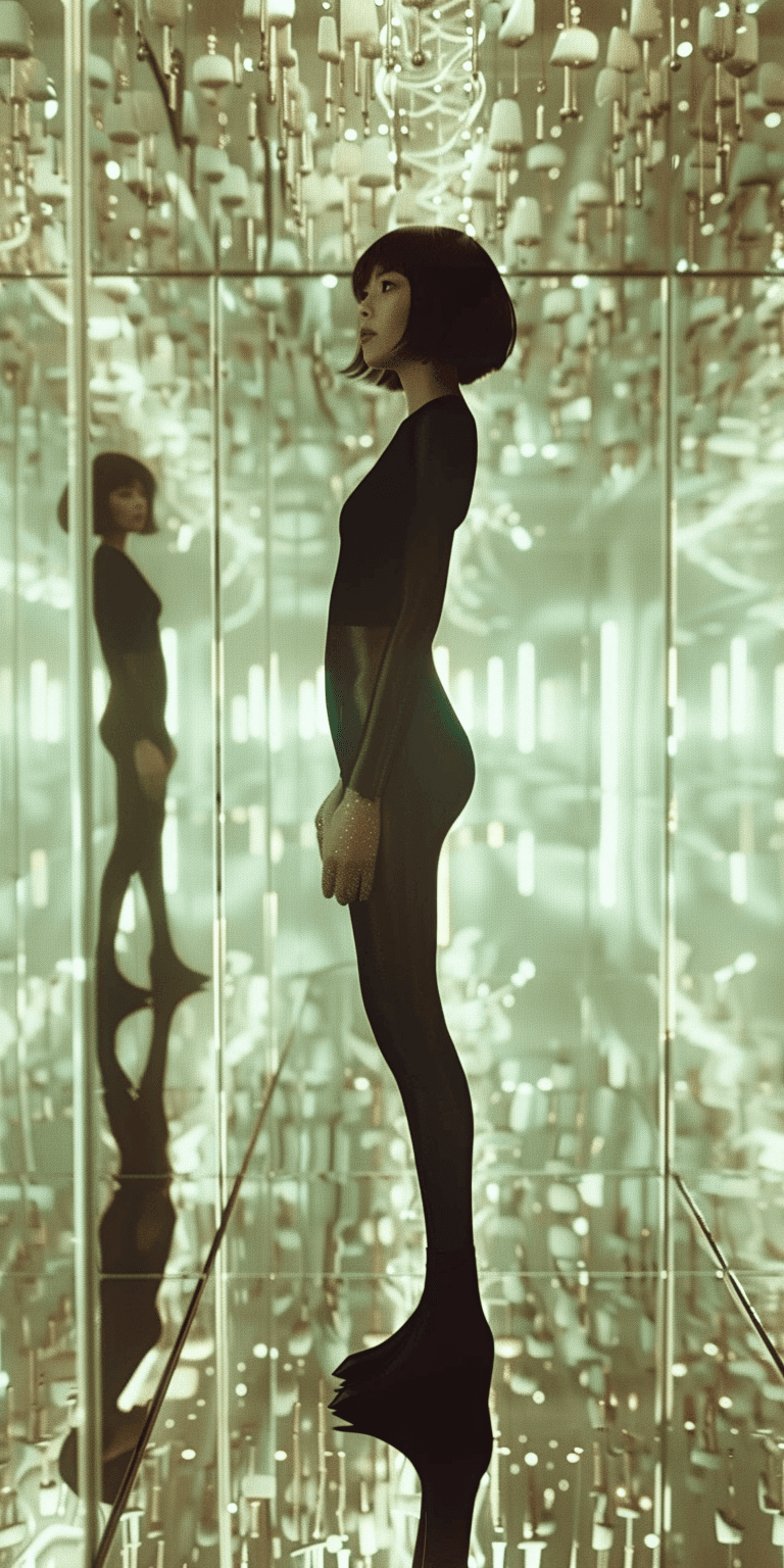 AI generated: High-resolution photography of a female wearing a black latex bodysuit, in the background is a white...