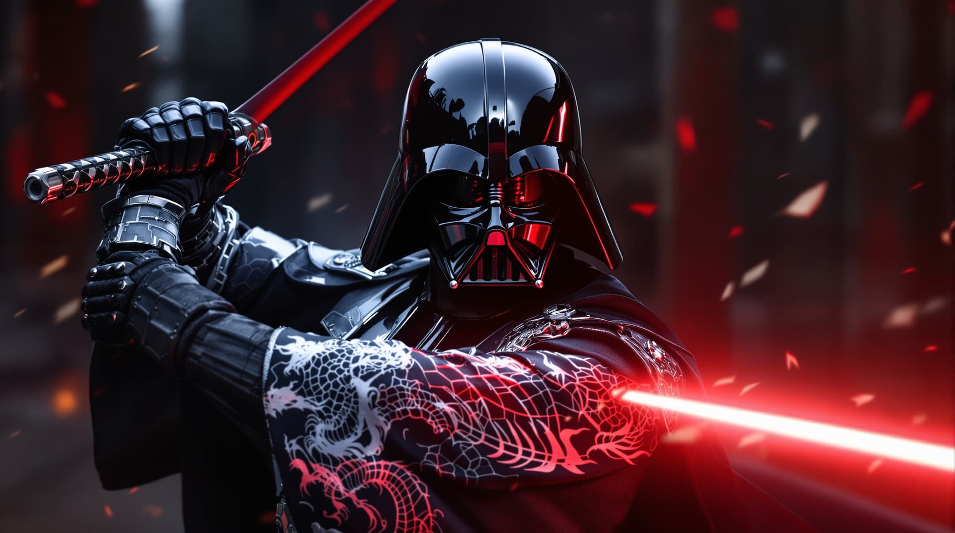 AI generated: image is a high-resolution,spectacular   Star Wars perfect cinematic portrait with a Japanese feudal...