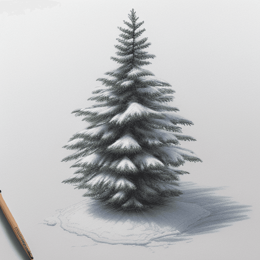 AI generated: detailed drawing snowy fir tree