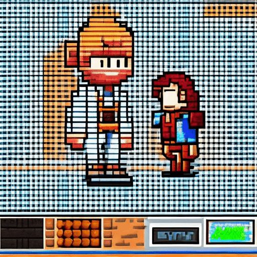 AI generated: pixelart character, video game