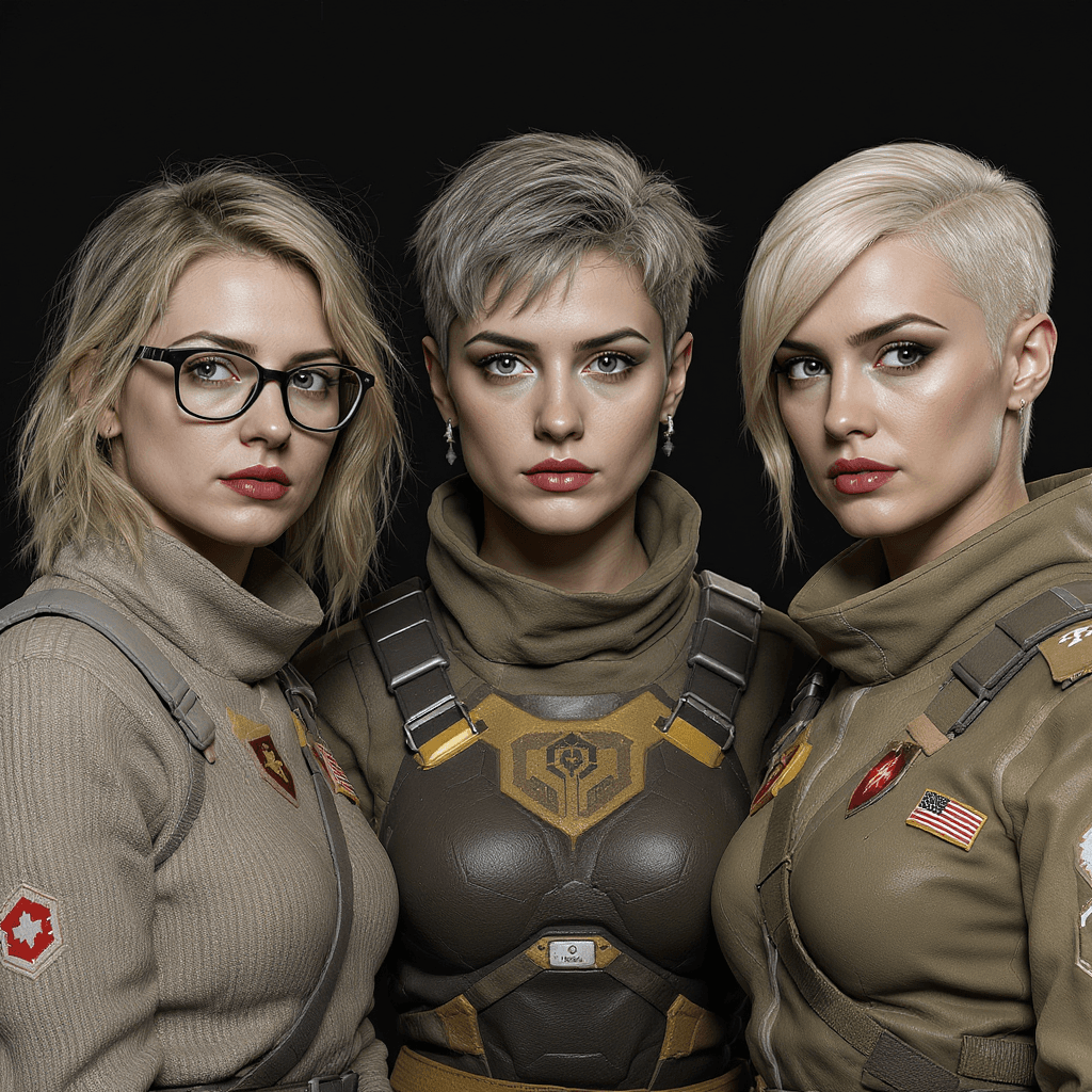 AI generated: Identical triplets, Grace, Hope and Faith. Grace is a nerdy mathematician with glasses, having ragge...