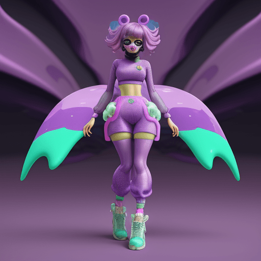 AI generated: 
a cartoon character wearing a purple outfit, behance contest winner, funk art, seapunk, datamosh, v...