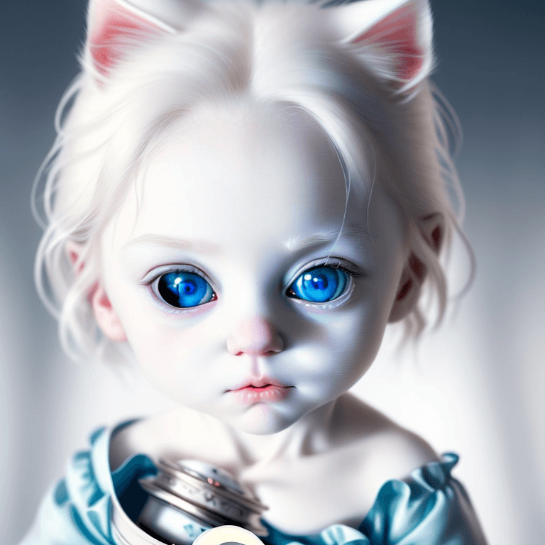 AI generated: (hyperrealism : 1. 4), (award winning: 1. 4) (masterpiece photo: 1. 4) BREAK 
a very cute white (alb...