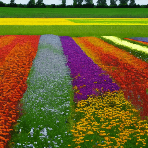AI generated: Field with flowers of different colors