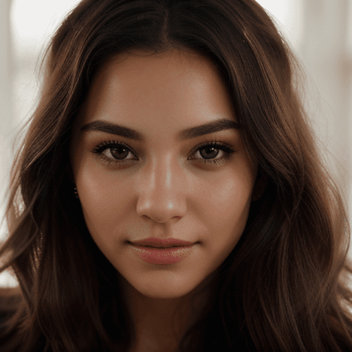 AI generated: This photorealistic image is a stunning {close-up portrait} of a real woman. The camera lens used fo...