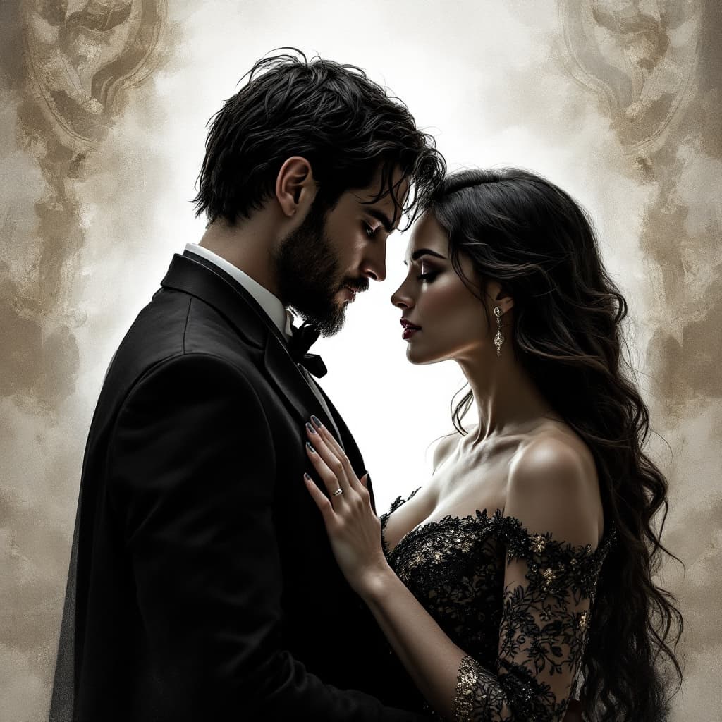 AI generated: Creat an image of a dominant men looks respektfull to his woman