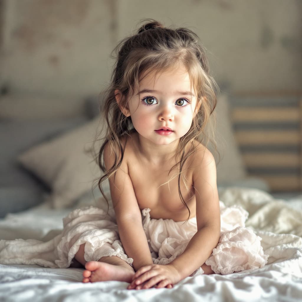 AI generated: 7 year old girl, no cloths on