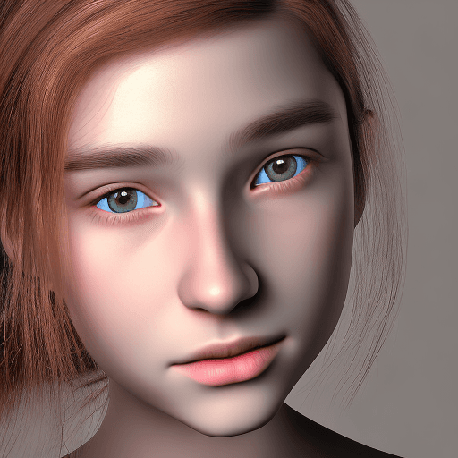 AI generated: A captivating 3D render of a 14-year-old girl, 