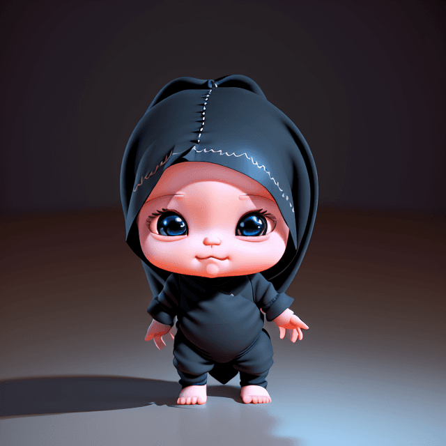 AI generated: Saudi baby, full body, isometric, 3D, cute, slightly adorable chibi graphics, Disney Pixar style, cu...