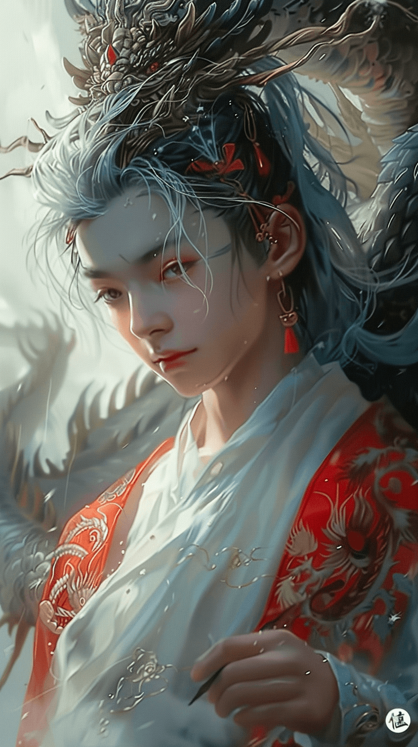 AI generated: https://s.mj.run/1MYU35ppsKA a Chinese boy with white hair living in a cave, a celestial being, wear...