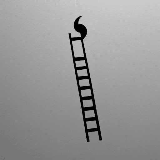 AI generated: beautiful, elegant and minimal drawing of a ladder climbing towards the moon, logo of a film product...
