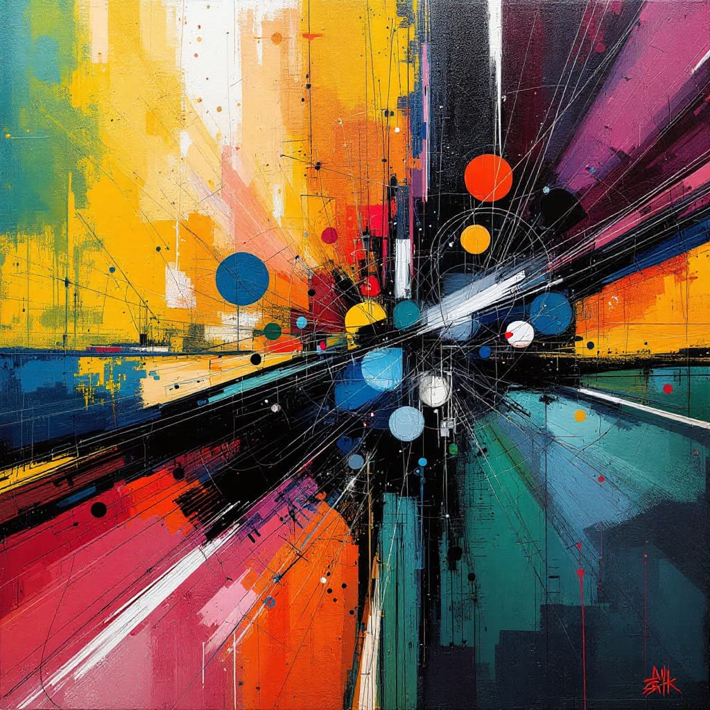 AI generated: Generar obra pintura a tecnica yackson pollok creando arte abstracto creado con inteligencia artific...