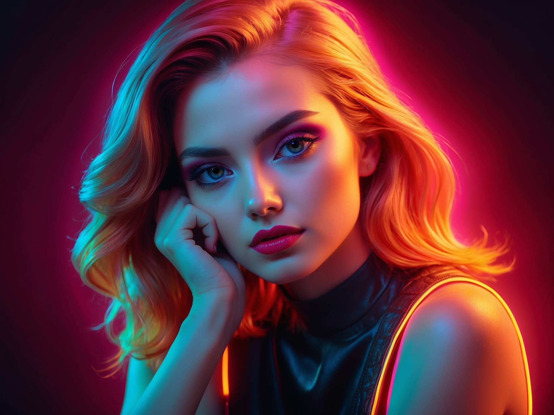 AI generated: a woman with blonde hair posing for a picture, a photorealistic painting by Jan Tengnagel, featured ...