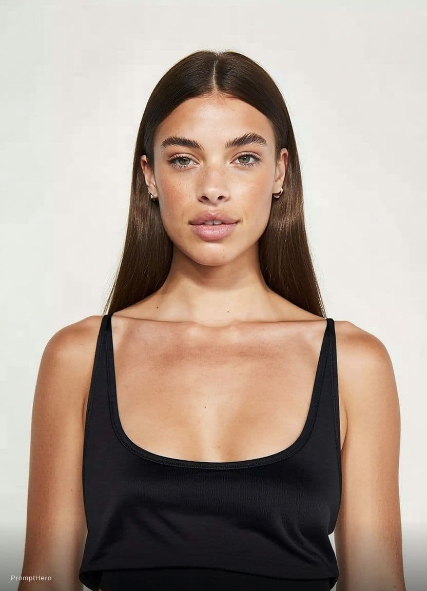 AI generated: Make her wear a very short black lingerie.