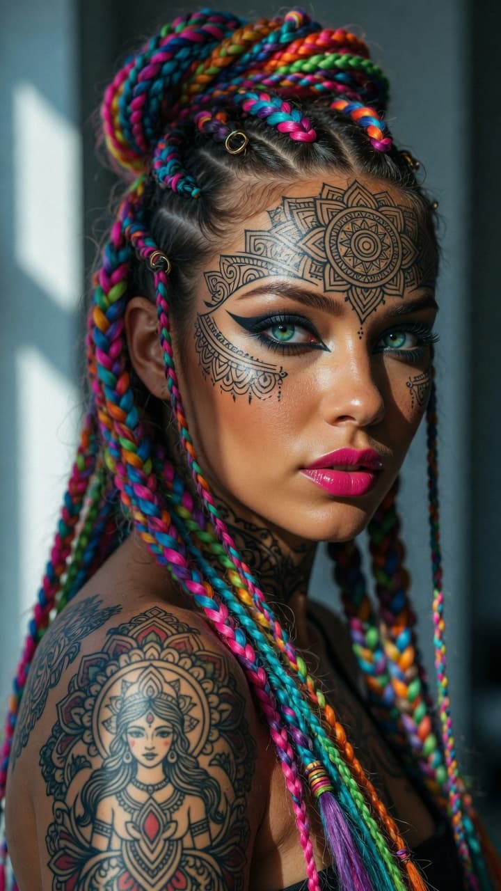 AI generated: Ultra-realistic close-up portrait of a beautiful young woman with a healthy tan complexion, Canon EO...