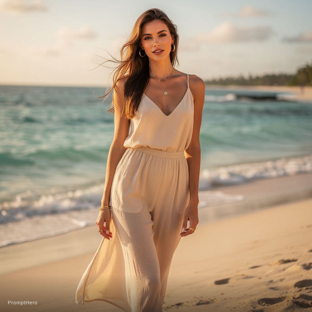 AI generated: create this model to be in a beach  