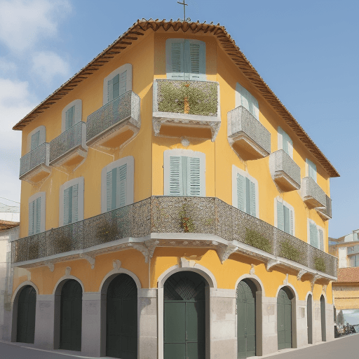 AI generated: fachada, casa, dois pisos, inspiração francesa, século XVII