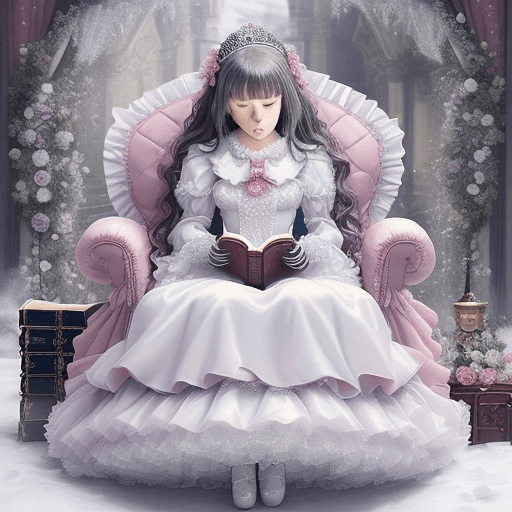 AI generated: 32K Ultra-Detailed Pretty Sleeping Perfect devil's girl sitting on wheelchair with magic book dresse...