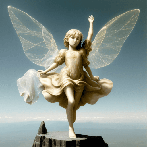 AI generated: young girl with translucent flying dress against the sky /imagine prompt: pencil::1 charcoalstyle::1...