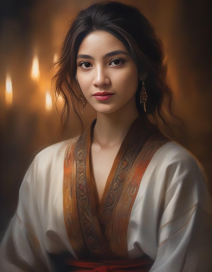 AI generated: A close-up image, painting, sketch, beautiful exotic girl, highly detailed, expressive, hyper-realis...