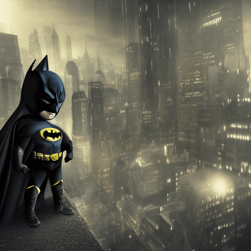 AI generated: A little boy dressed as Batman, full body, chibi , action pose,  best quality, masterpiece, details)...