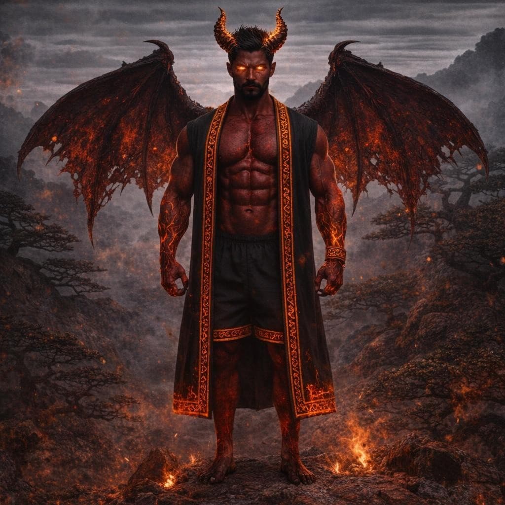 AI generated: Create a demonic version of this man keeping most of the original features 