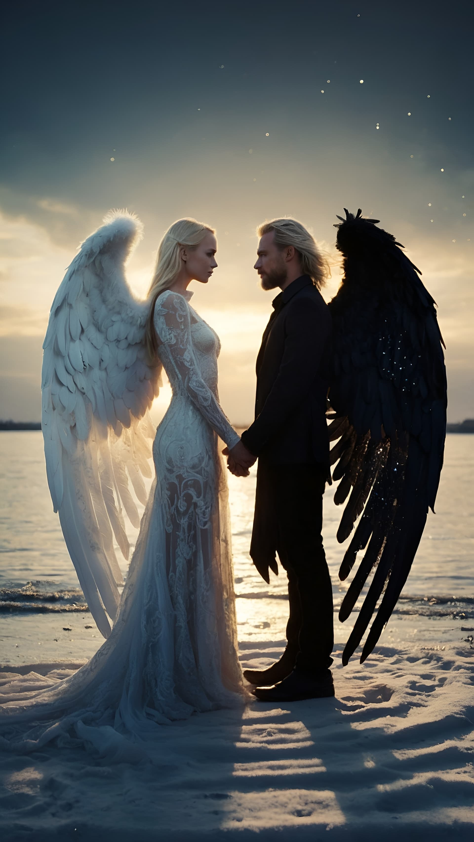 AI generated: By Alexander Jansson and Android Joines || One beautiful blond Caucasian light angel with huge spark...