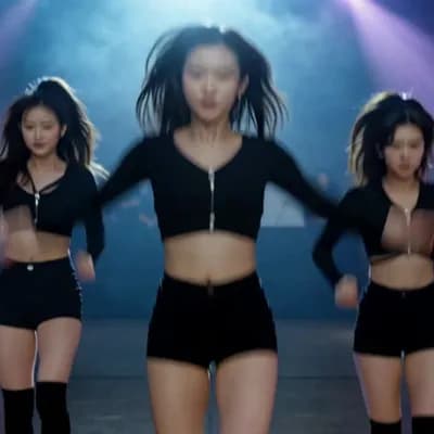AI generated video: show the girls jump up and down then slowly turn around and bend seductively