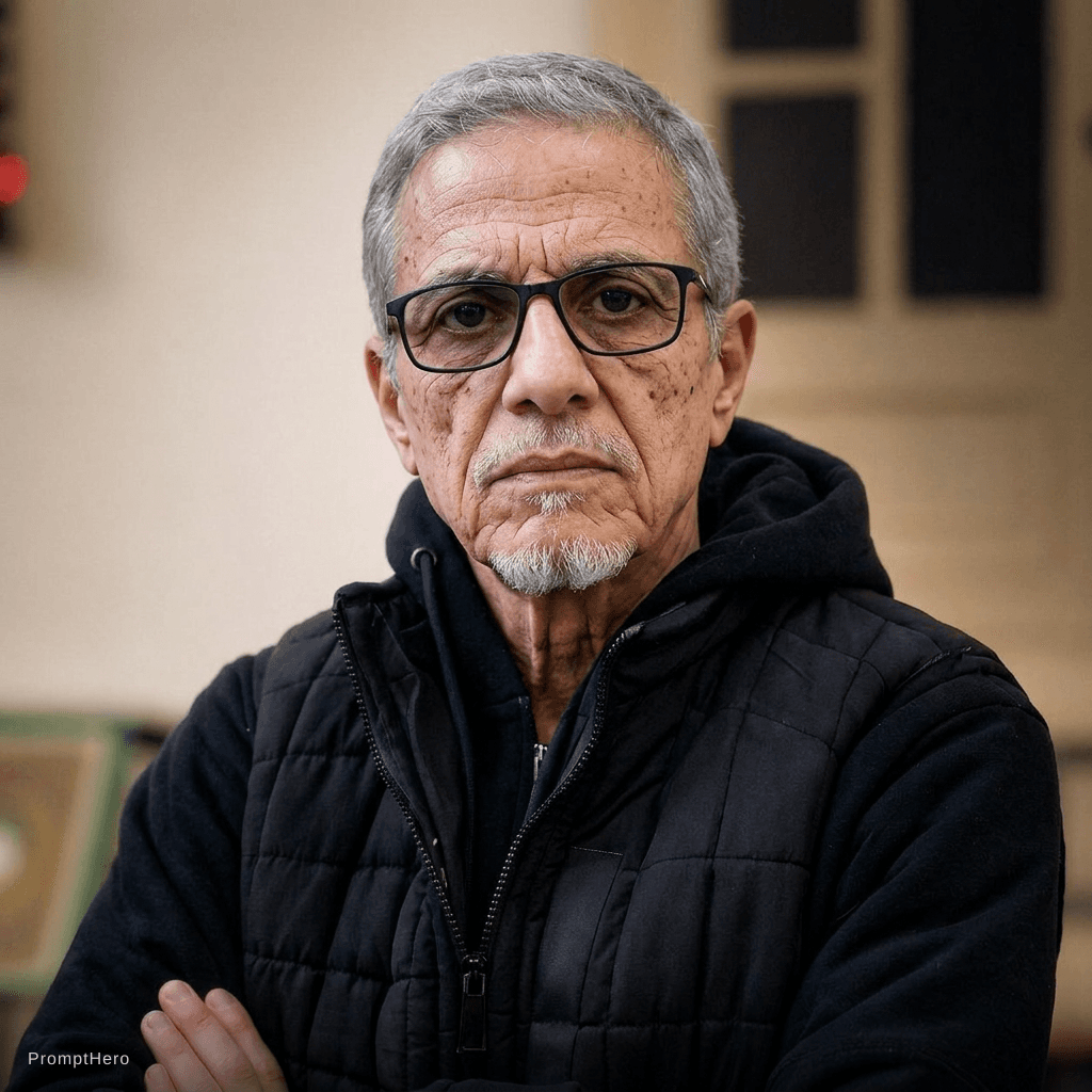 AI generated: 80 years old with gray hair and wrinkles