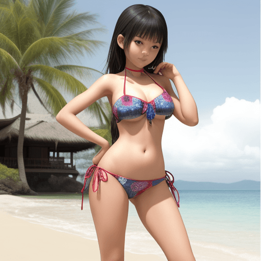 AI generated: a bikini girl, full body, oriental girl
