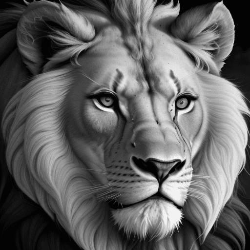 AI generated: Lions, beast, angry, strong expression face, close-up, head, glorius high details, black and white, ...