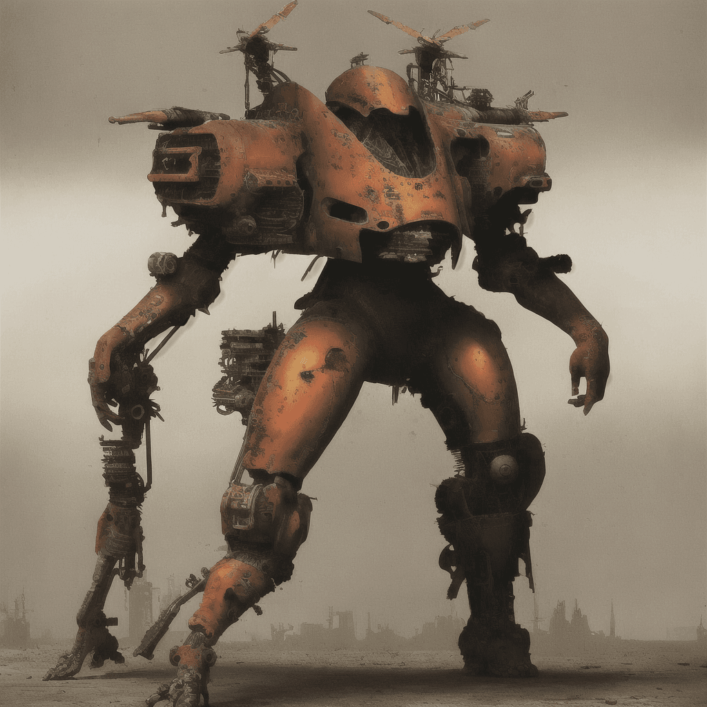 AI generated: heavy fighter, concept art, rust punk, cyberpunk, horror, neon, highly detailed, colorful