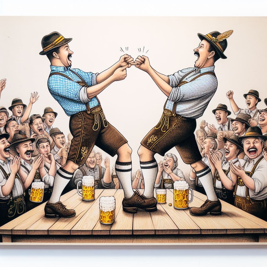 AI generated: Two Bavarians finger-wrestling