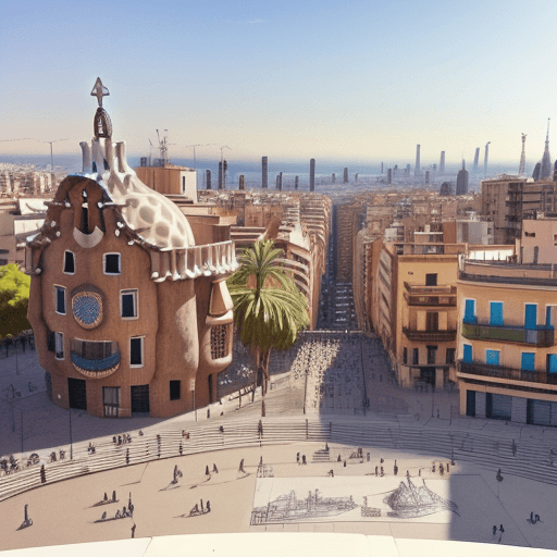 AI generated: urban sketching of Barcelona