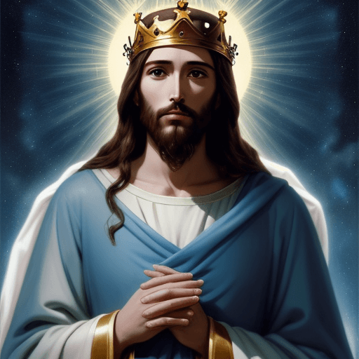 AI generated: king jesus in celestial aura blue in heaven 