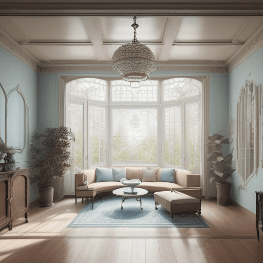 AI generated: High resolution photography interior design, dreamy sunken living room conversation pit, wooden floo...