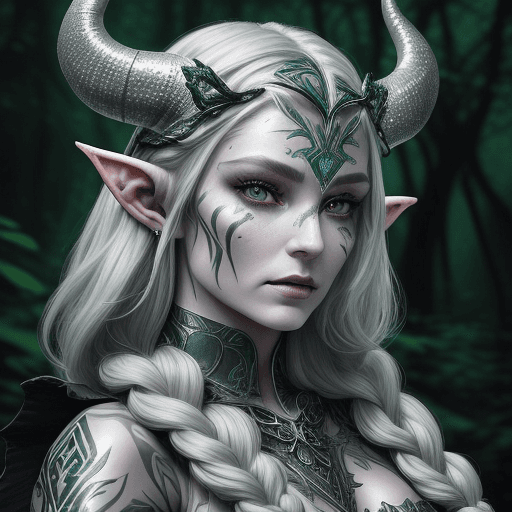 AI generated:  A detailed full-length portrait of a fantasy elven warrior in a dark and mysterious forest. She has...
