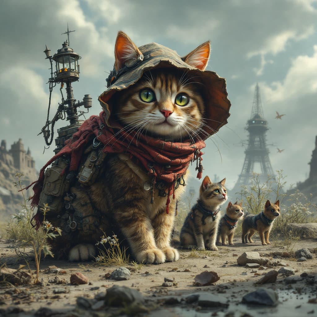 AI generated: The post apocalyptic nation of cats and little dogs.