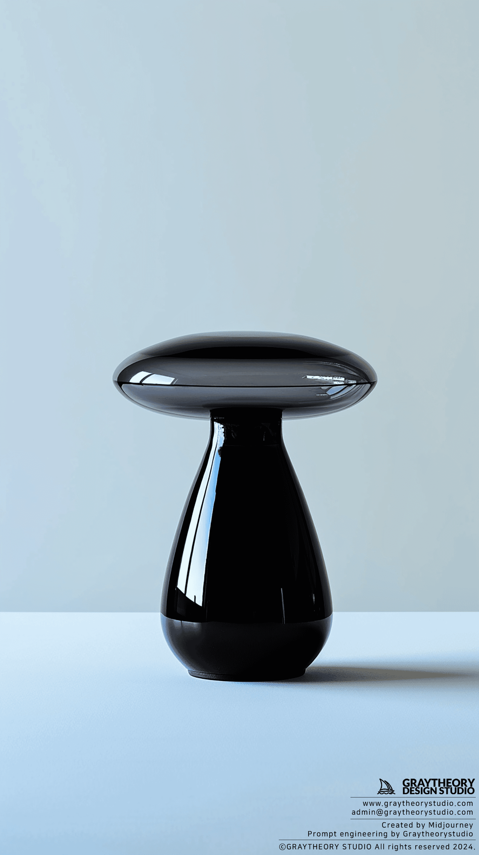 AI generated: photogrpahy, front shot, table lamp, eggshell black color, Nikon Z7 II, NIKKOR Z 50mm f/1.8 S lens, ...