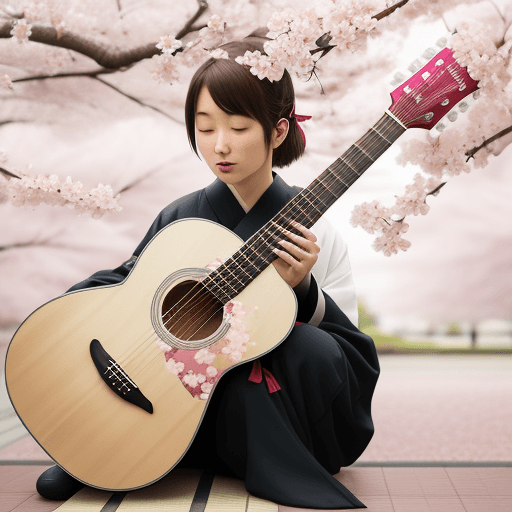 AI generated: guitar
acoustic guitar
japanese style
cherry blossom
sakura 