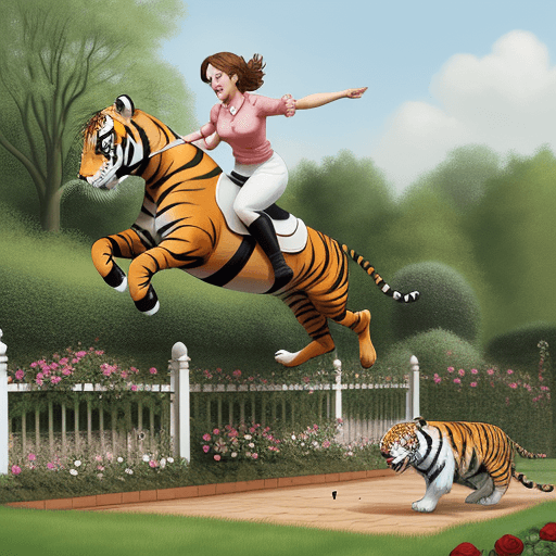 AI generated: a rose in garden hen jumping going with the on the tiger 
