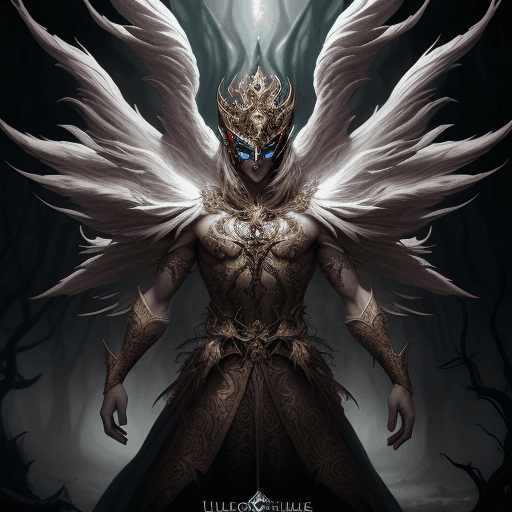 AI generated: Harlequin Chaos Masked Sylvan Forest King ArchAngel, Ultrarealistic Illustration, High Fantasy chara...