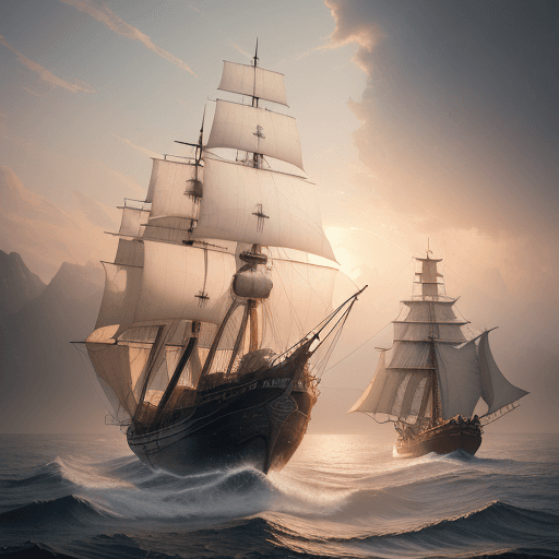 AI generated: Photo of a ultra realistic sailing ship, dramatic light, pale sunrise, cinematic lighting, battered,...