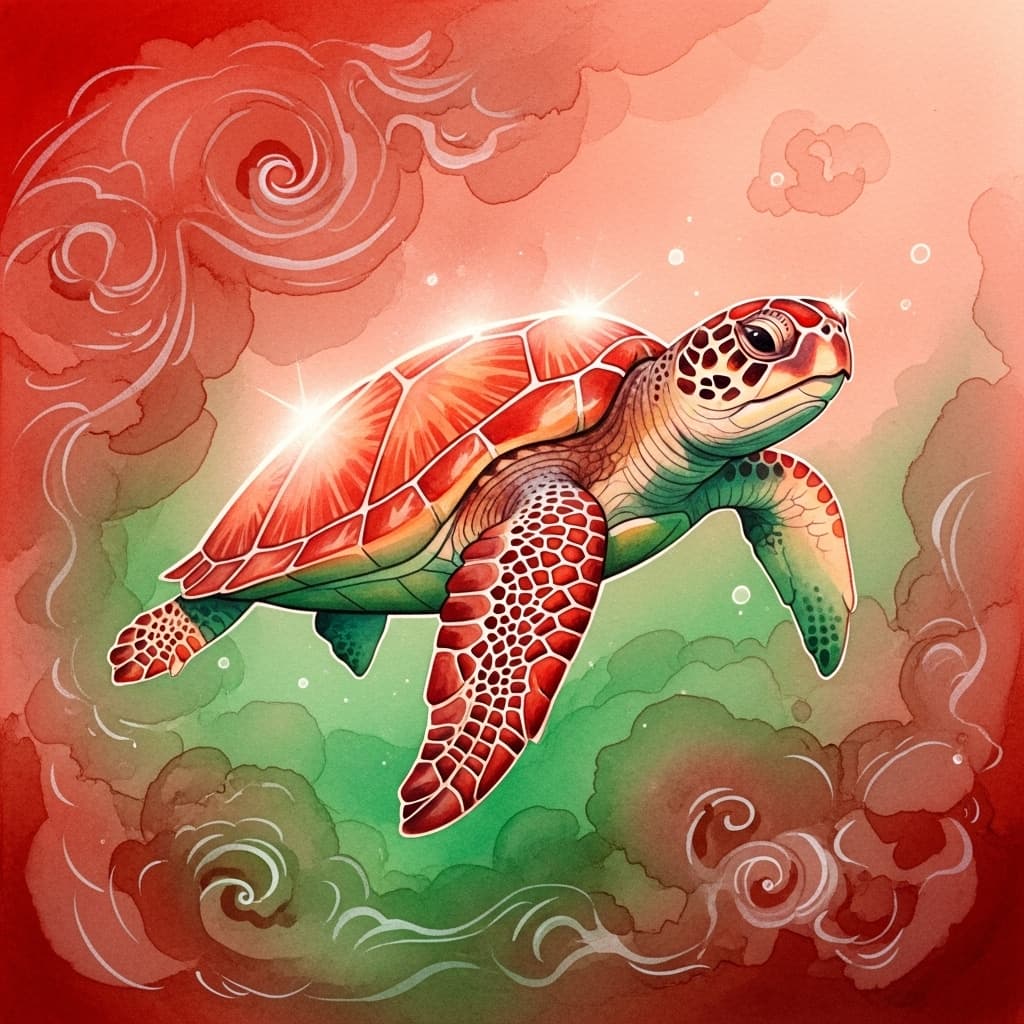 AI generated: Una pintura de acuarela de una tortuga marina, arte digital bien diseñado, presentado en Dribble, Me...